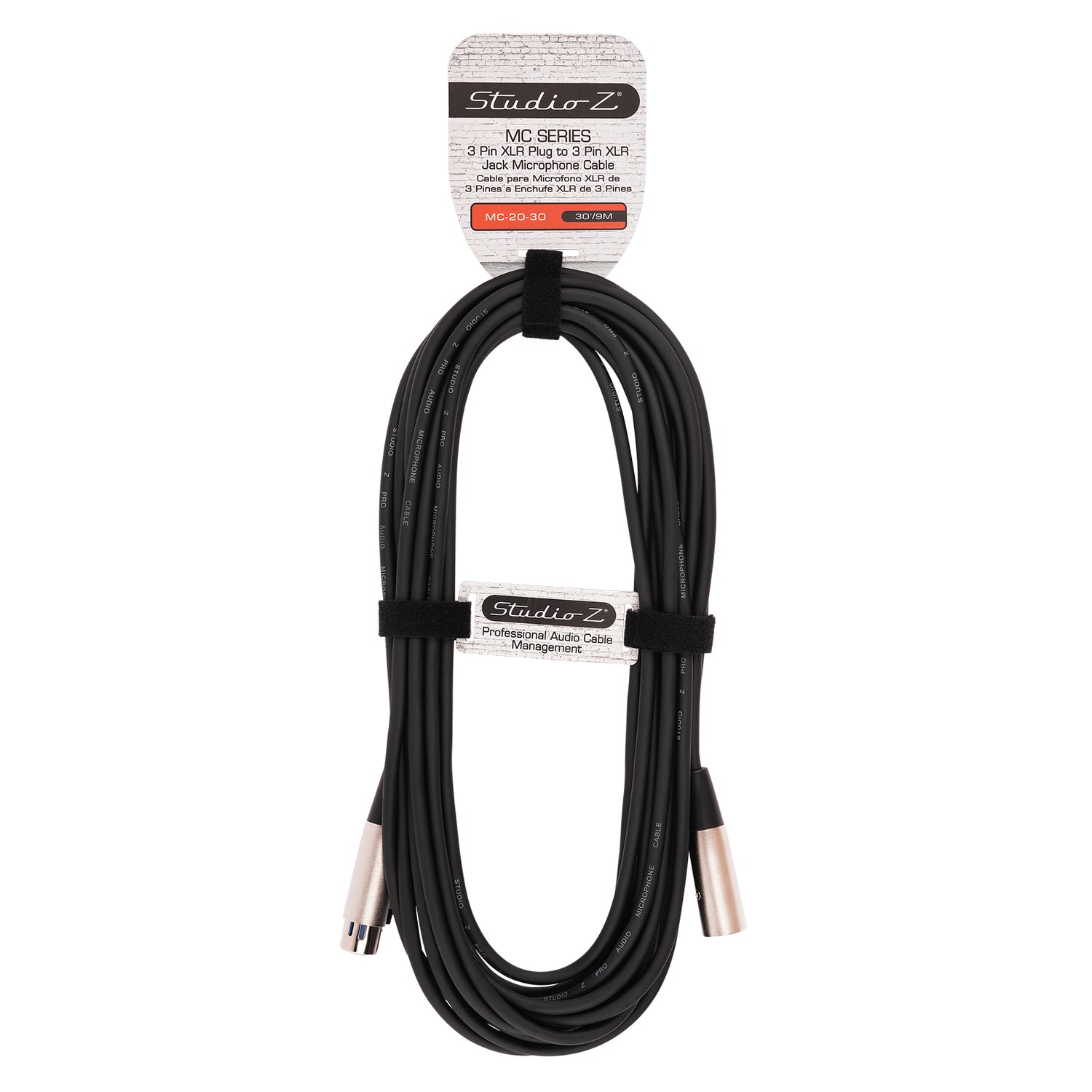 30Ft  3 Pin XLR Plug to 3 Pin XLR Jack Microphone Cable (MC-20-30)