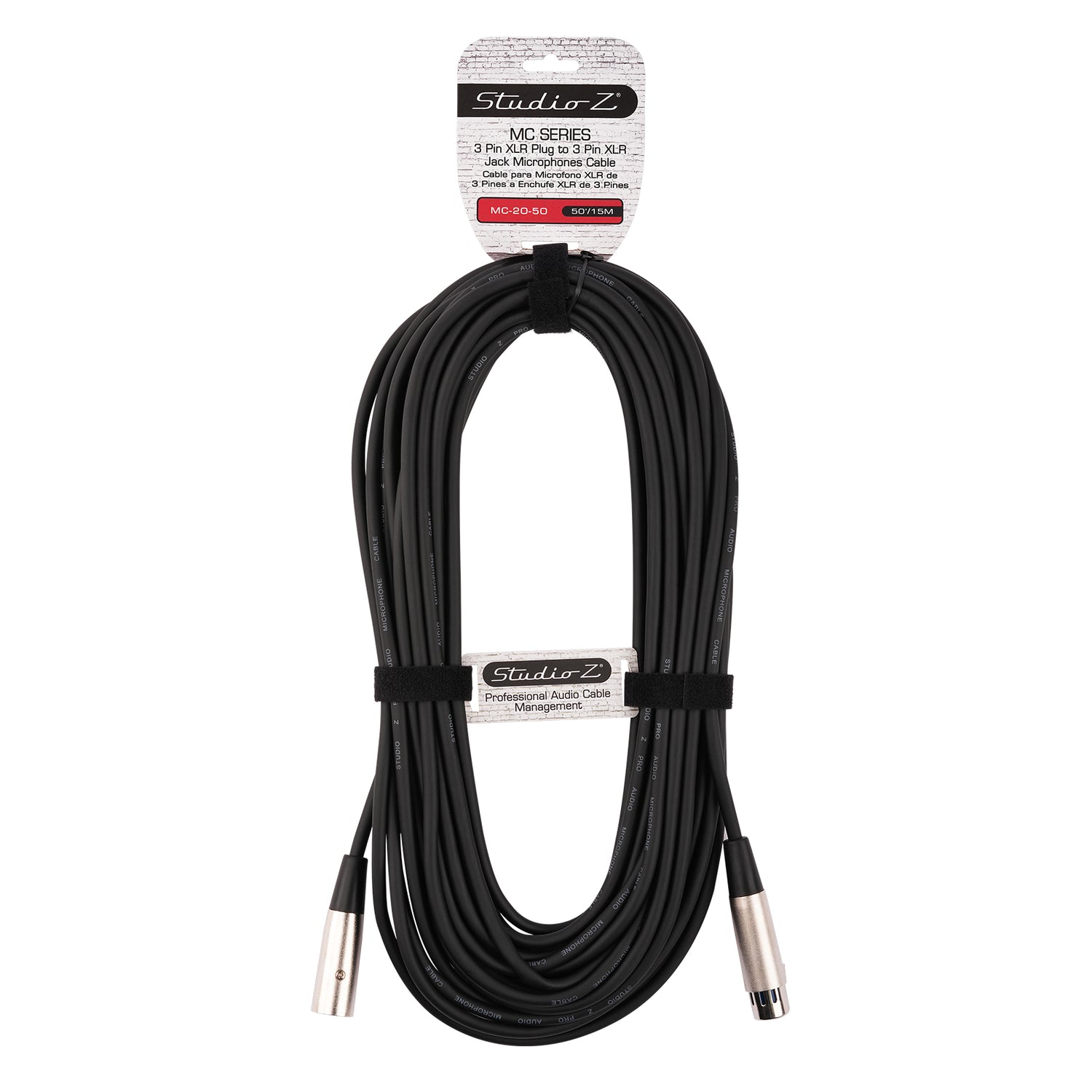50Ft  3 Pin XLR Plug to 3 Pin XLR Jack Microphone Cable (MC-20-50)
