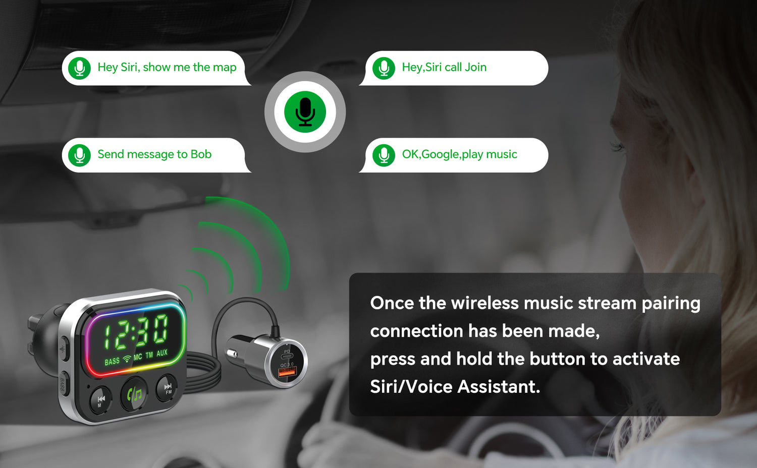 Wireless Music Stream Car Charger (NP-C5003TBT)