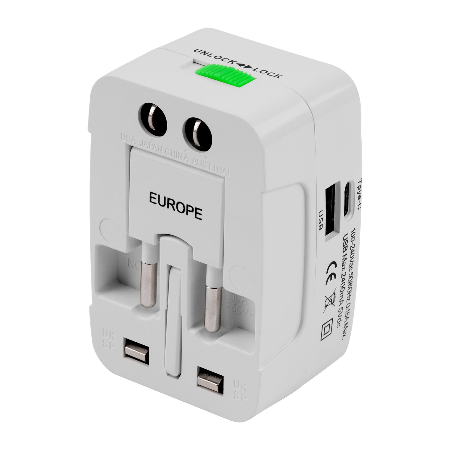 Universal Travel Adapter with USB Charger (P-525DUSB-BL)