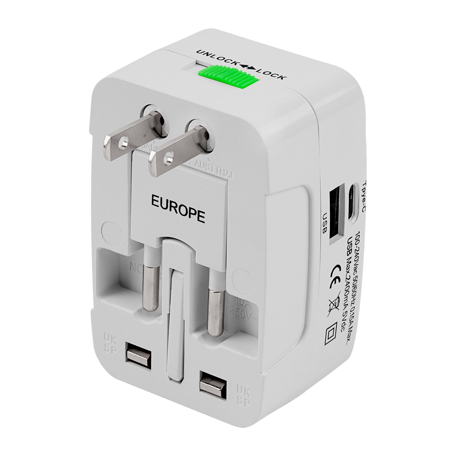 Universal Travel Adapter with USB Charger (P-525DUSB-BL)