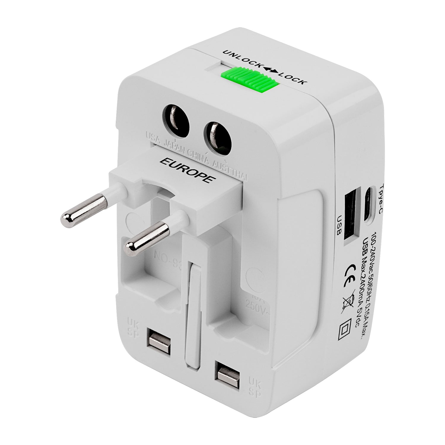Universal Travel Adapter with USB Charger (P-525DUSB-BL)