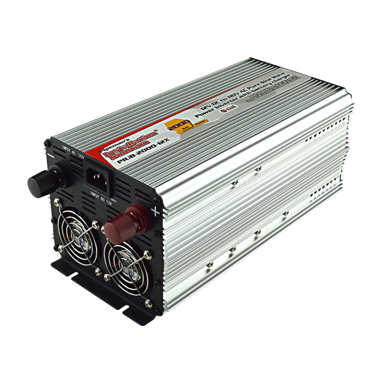 12V DC to 120V AC Pure Sine Wave Power Inverter with Battery Charger (PIUB-2000-12X)