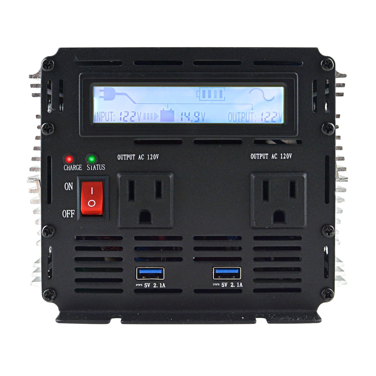 12V DC to 120V AC Pure Sine Wave Power Inverter with Battery Charger (PIUB-2000-12X)