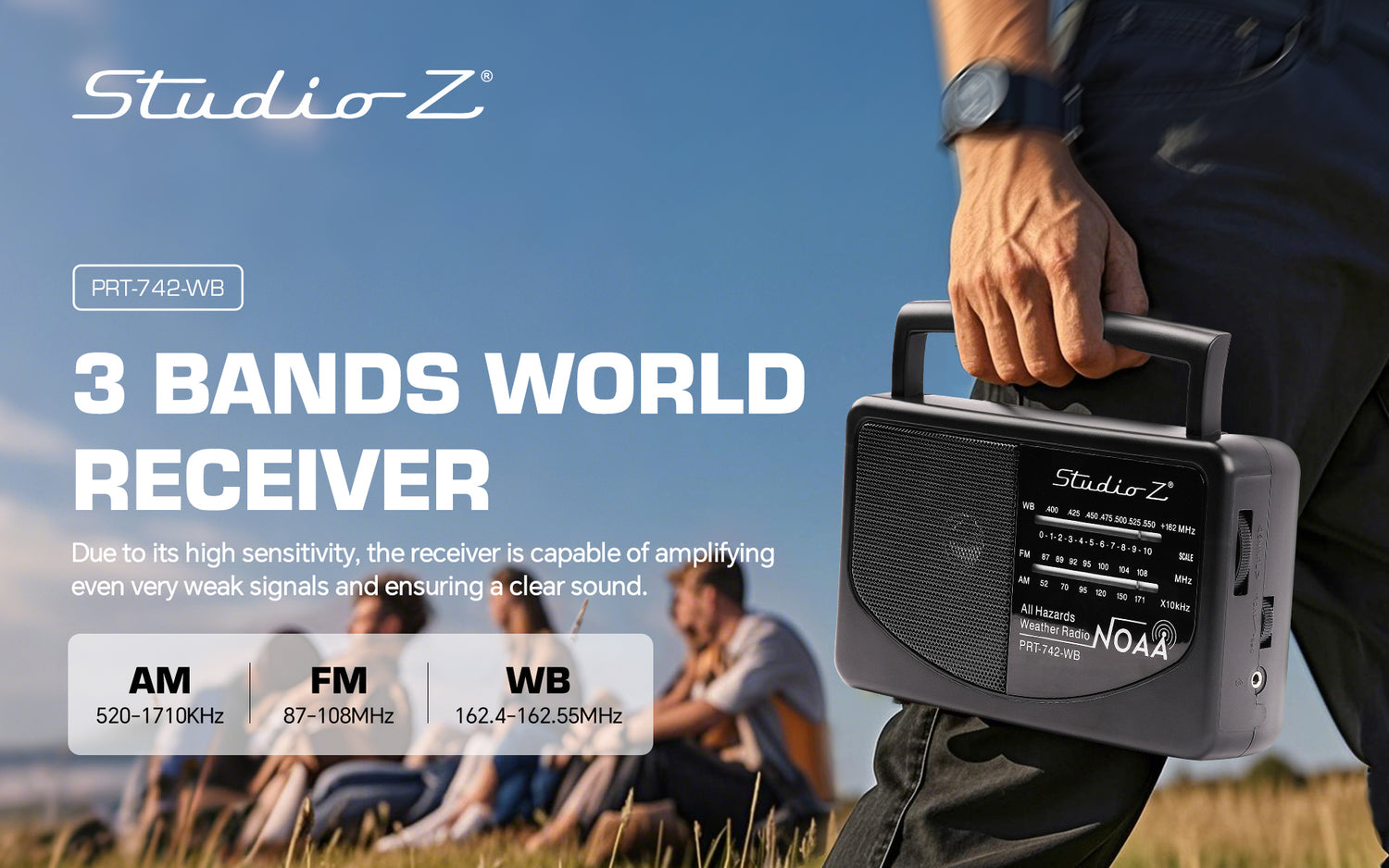 AM/FM/WB 3 Band Receiver High Sensitivity Receiver (PRT-742-WB)