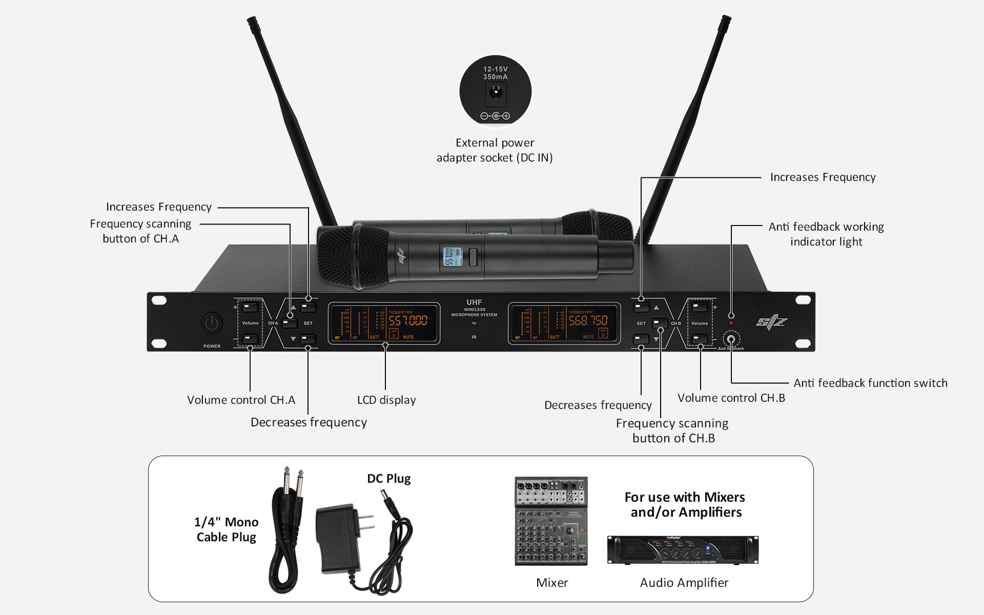 UHF Wireless Microphone (STZ-W5502) – NipponAmerica