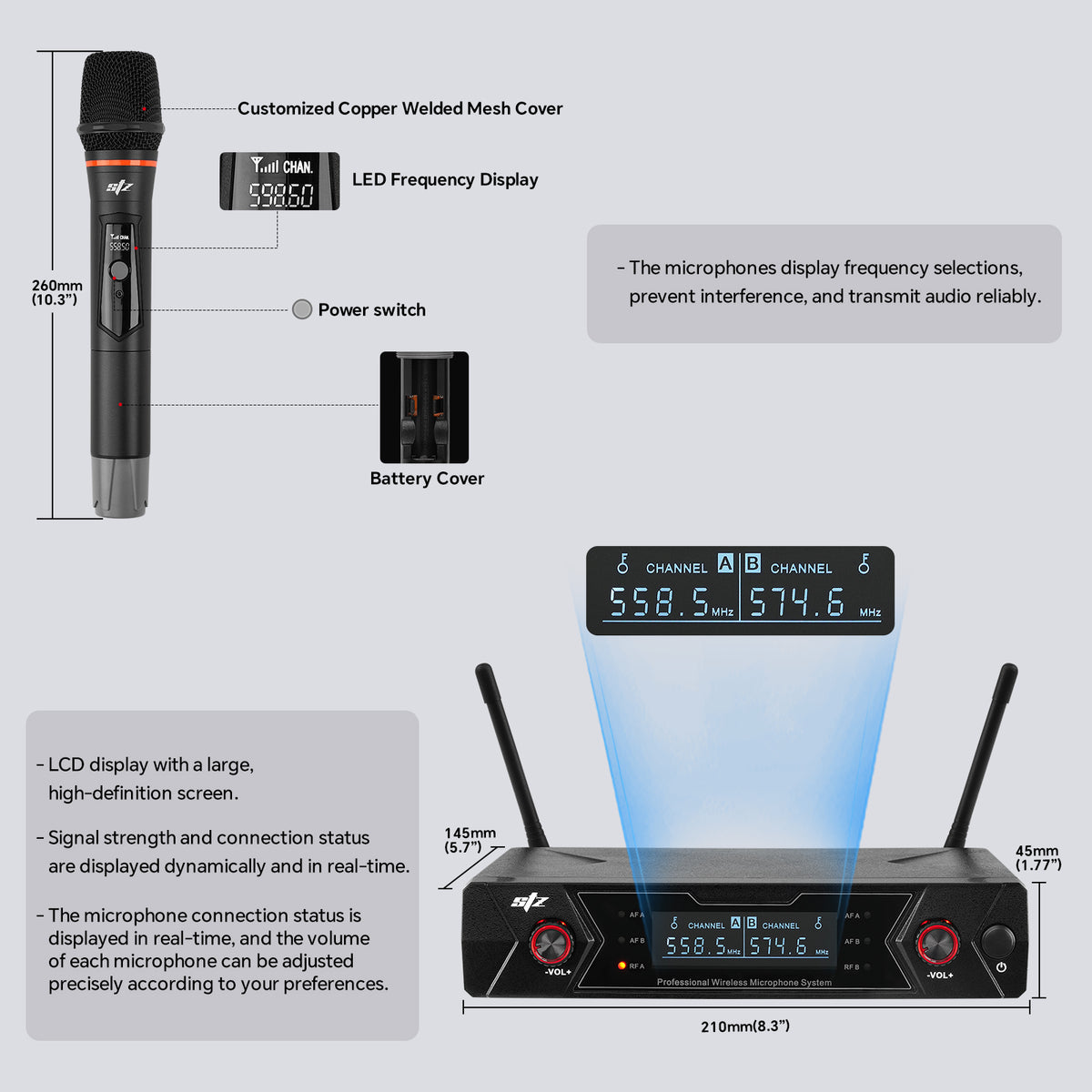 Dual Channel UHF Wireless Microphone System (STZ-W7902)