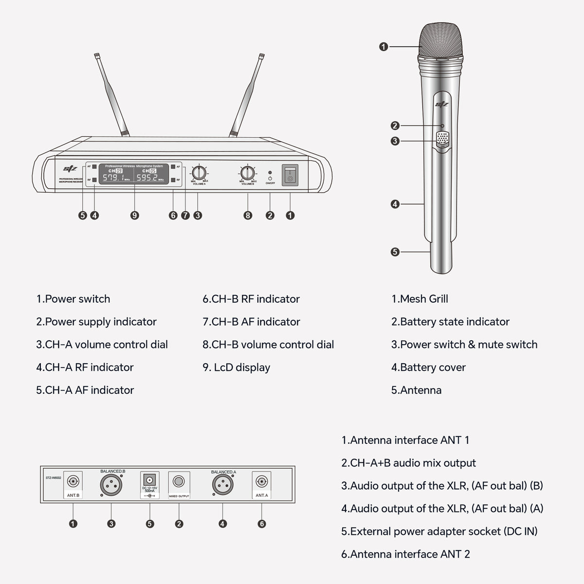UHF Wireless Microphone (STZ-W8002)