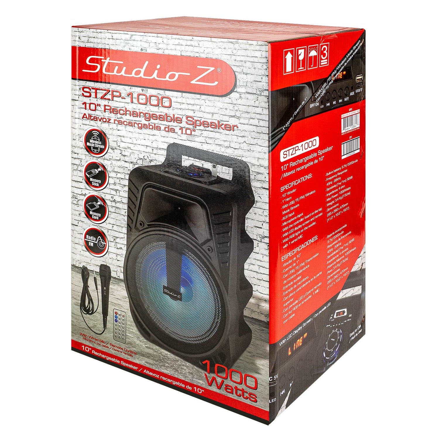 10” Rechargeable Speaker (STZP-1000)