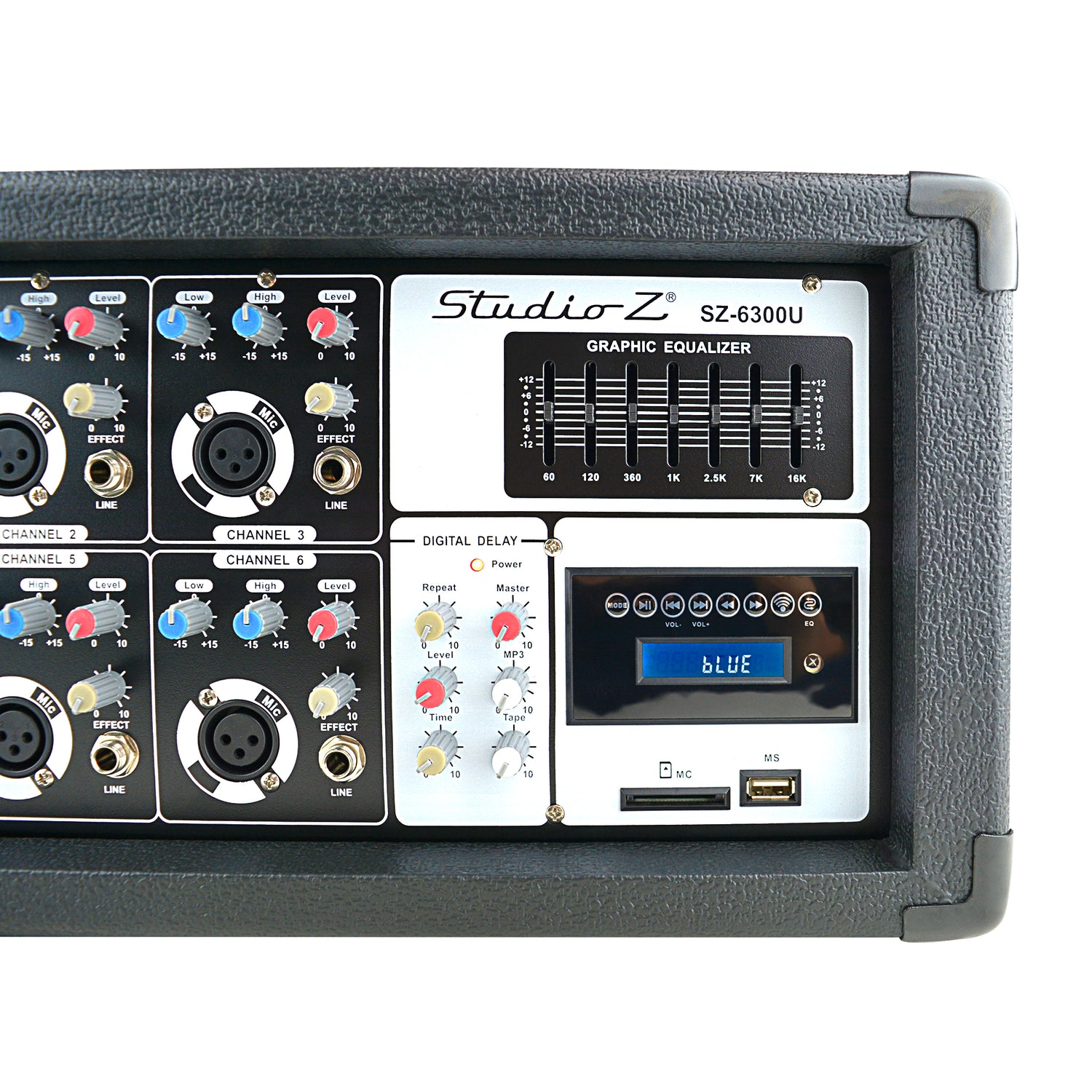 6 Channel 800W Powered Mixer with MP3 & USB Input (SZ-6300U)