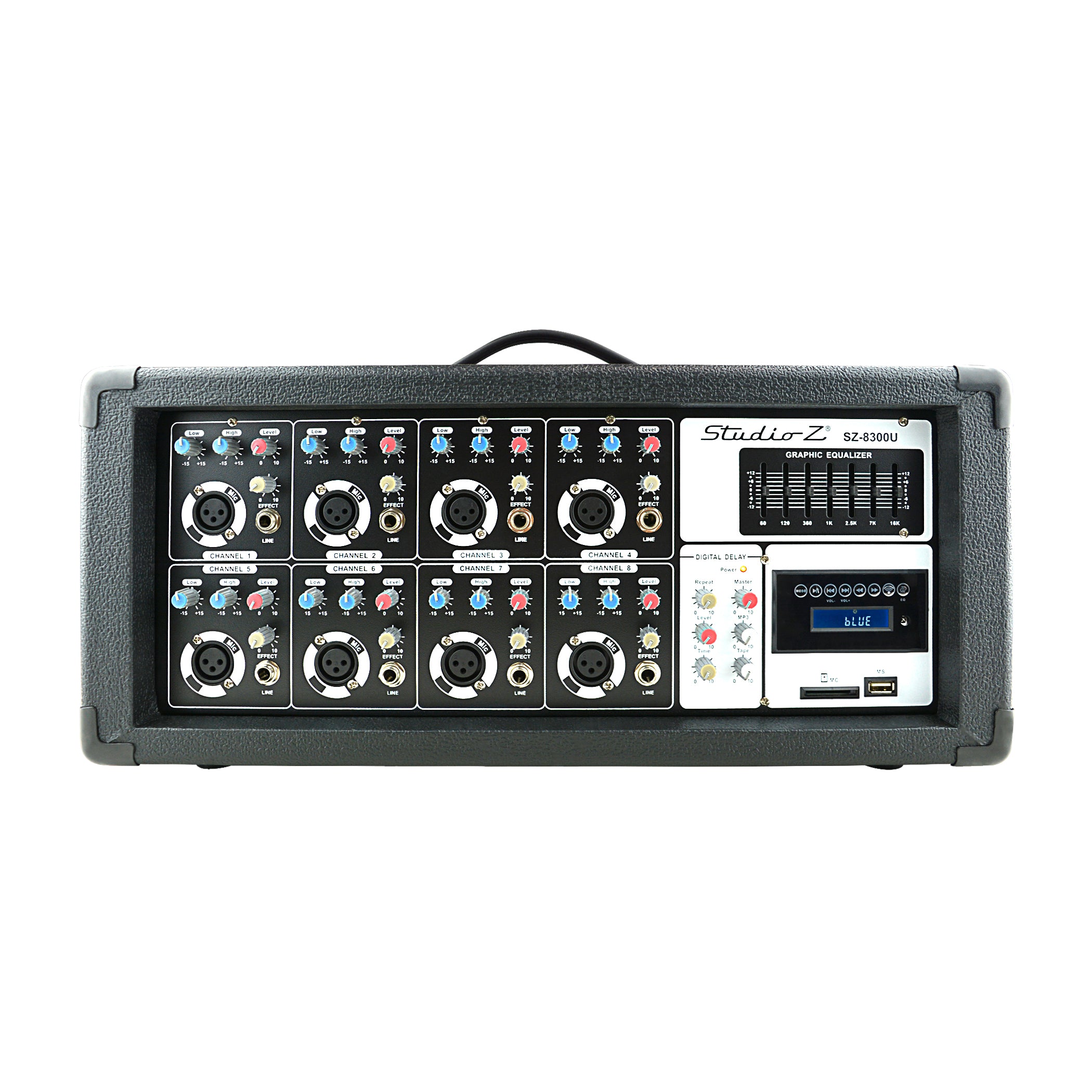 8 Channel 1000W Powered Mixer with MP3 & USB Input (SZ-8300U