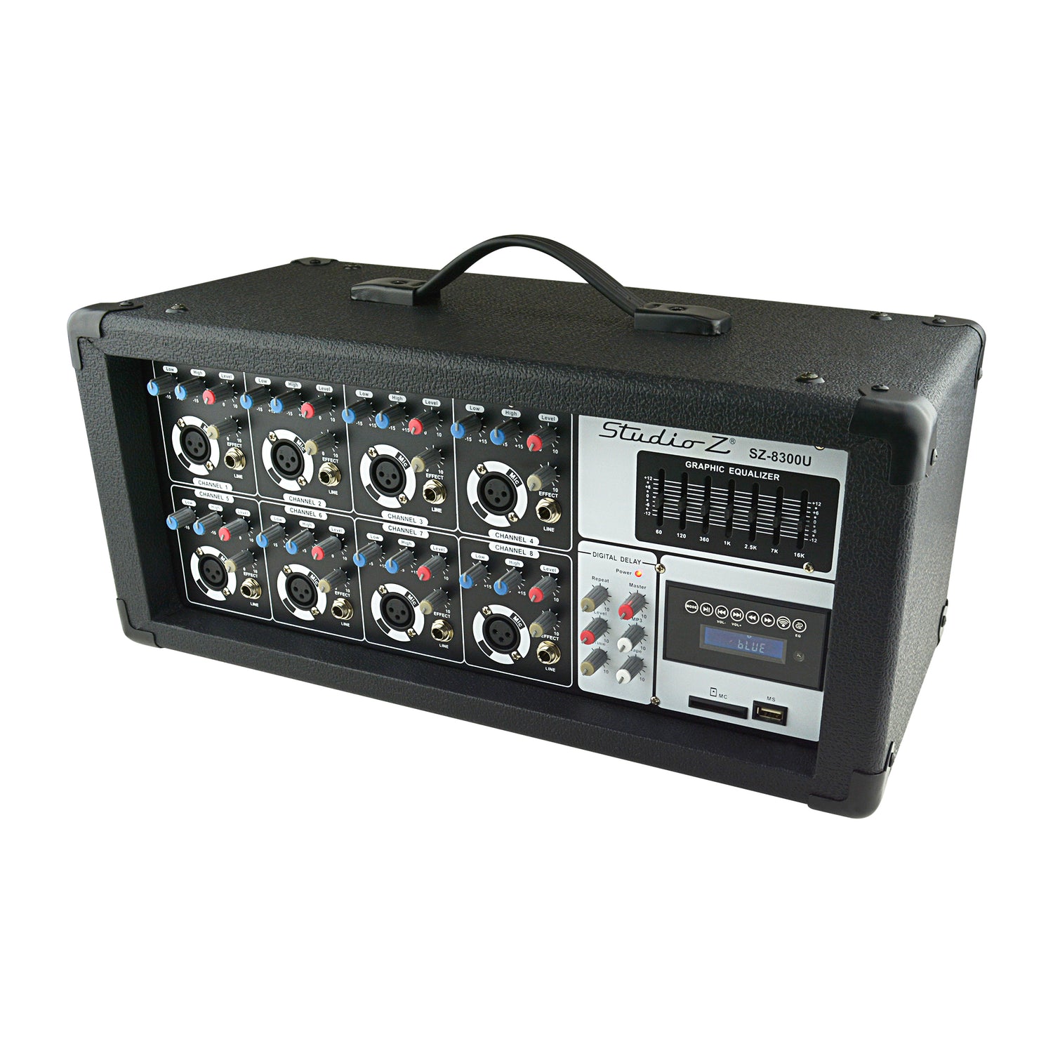 8 Channel 1000W Powered Mixer with MP3 & USB Input (SZ-8300U)