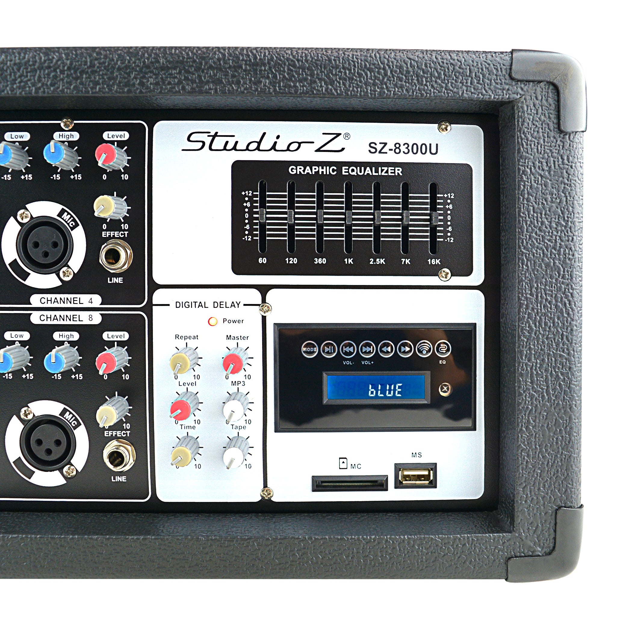 8 Channel 1000W Powered Mixer with MP3 & USB Input (SZ-8300U