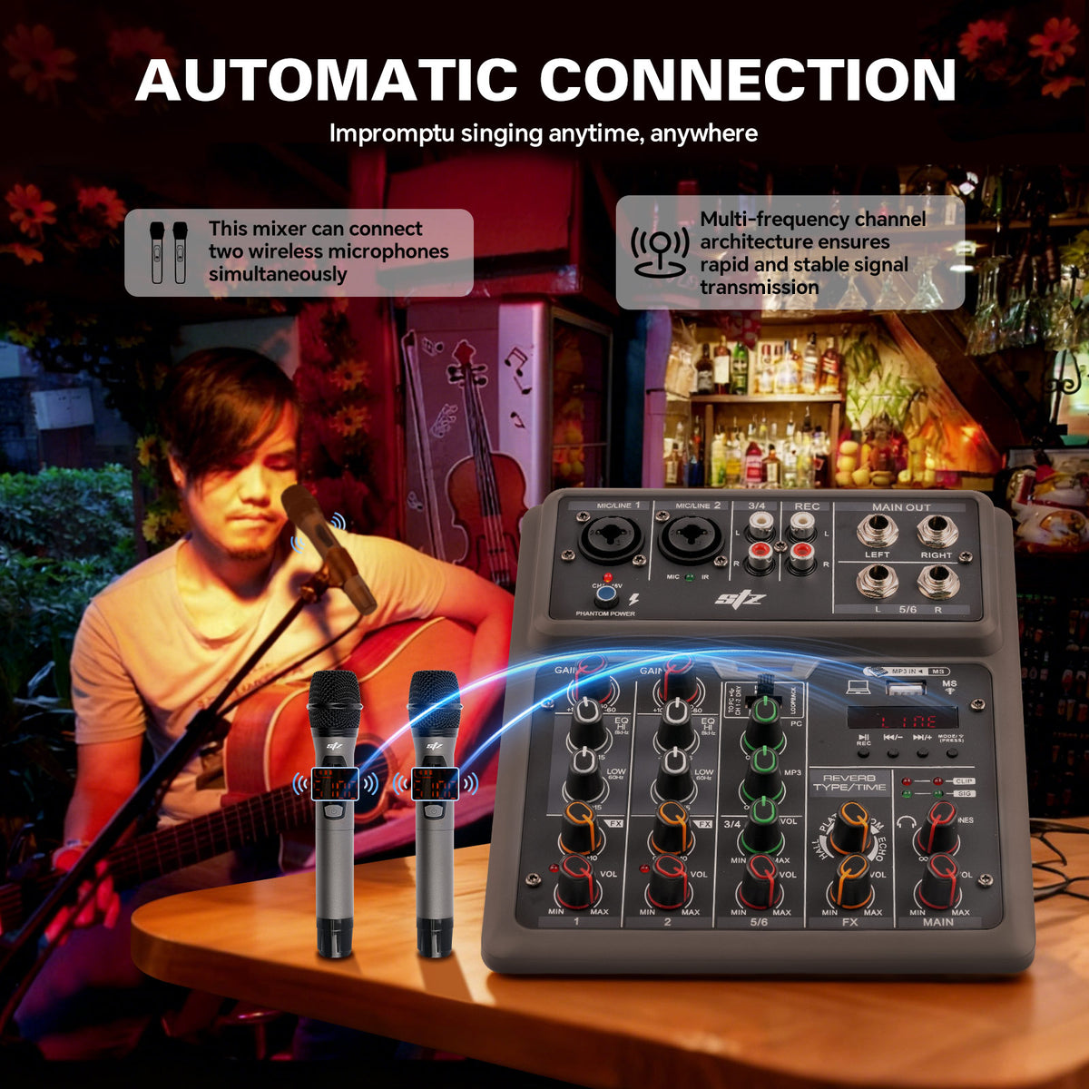UHF Wireless Mix Audio Mixer (SZM-DM602)