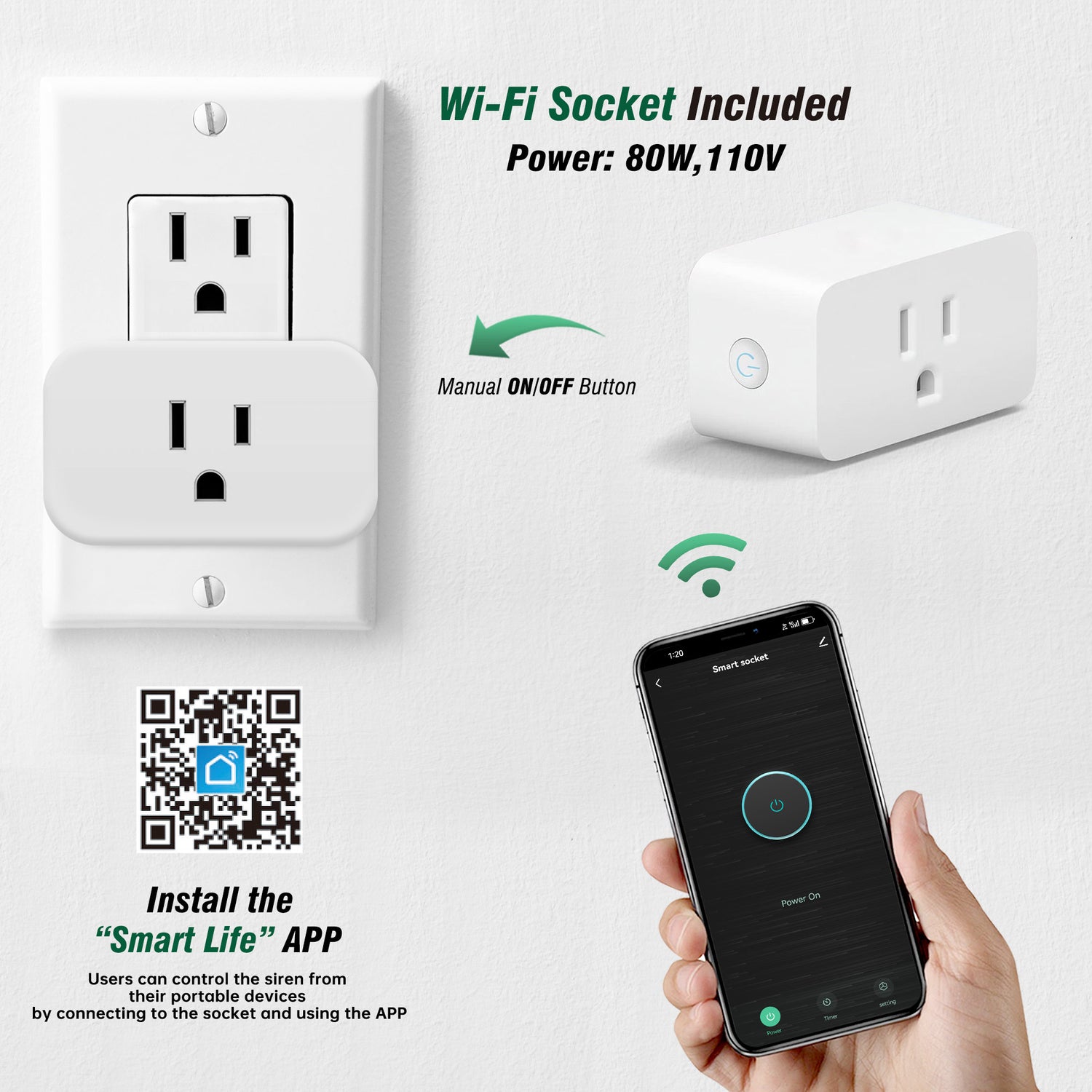 High Decibel High Power Alarm Security Siren (TC-S7545-110), with Wi-Fi Socket for Remote Activation