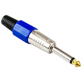 1/4" Mono Plug Connector with Gold Tip, Blue (X-1132 BLU)