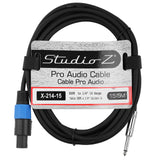 2 Wire SPKN to 1/4” Pro Audio Cable (X-214-15)