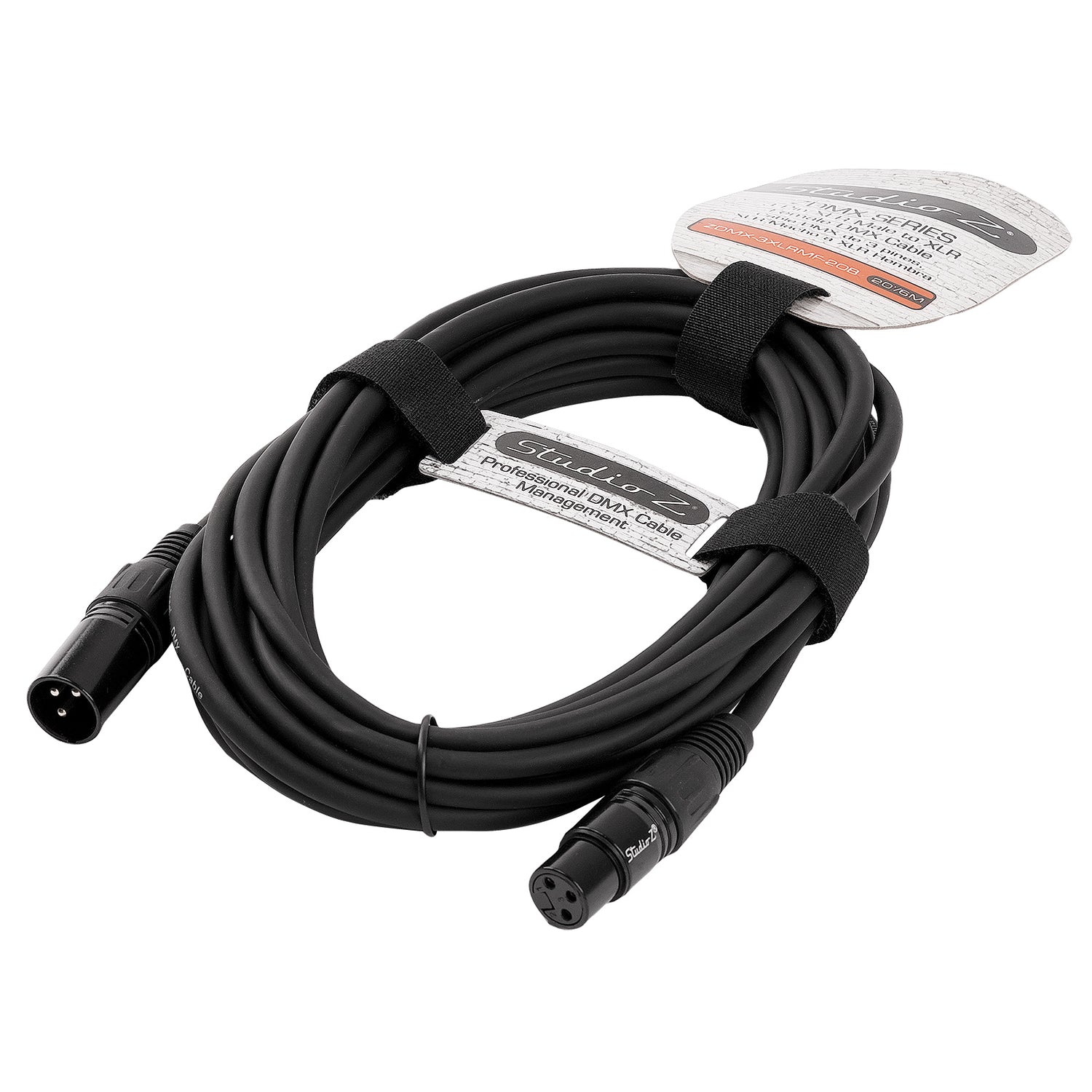 3 Pin XLR Male to XLR Female DMX Cable (ZDMX-3XLRMF-20B)