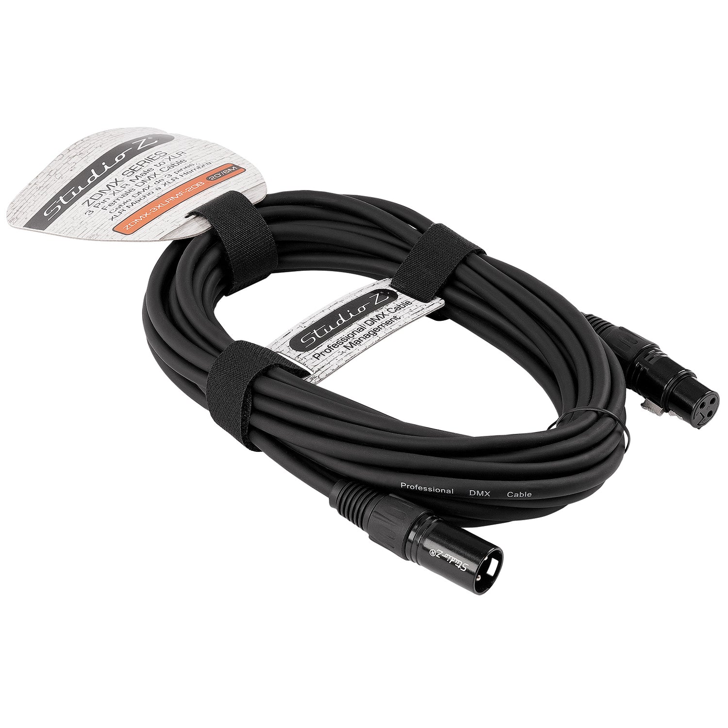 3 Pin XLR Male to XLR Female DMX Cable (ZDMX-3XLRMF-20B)