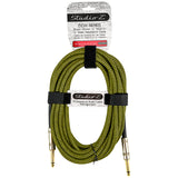 20' Green Woven 1/4" to 1/4" Heavy-Duty Pro Audio Cable (ZICW-241414-20G)