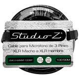 100' 3 Pin XLR Male to 3 Pin XLR Female, Microphone Cable (ZMC-24XMXF-100BP)