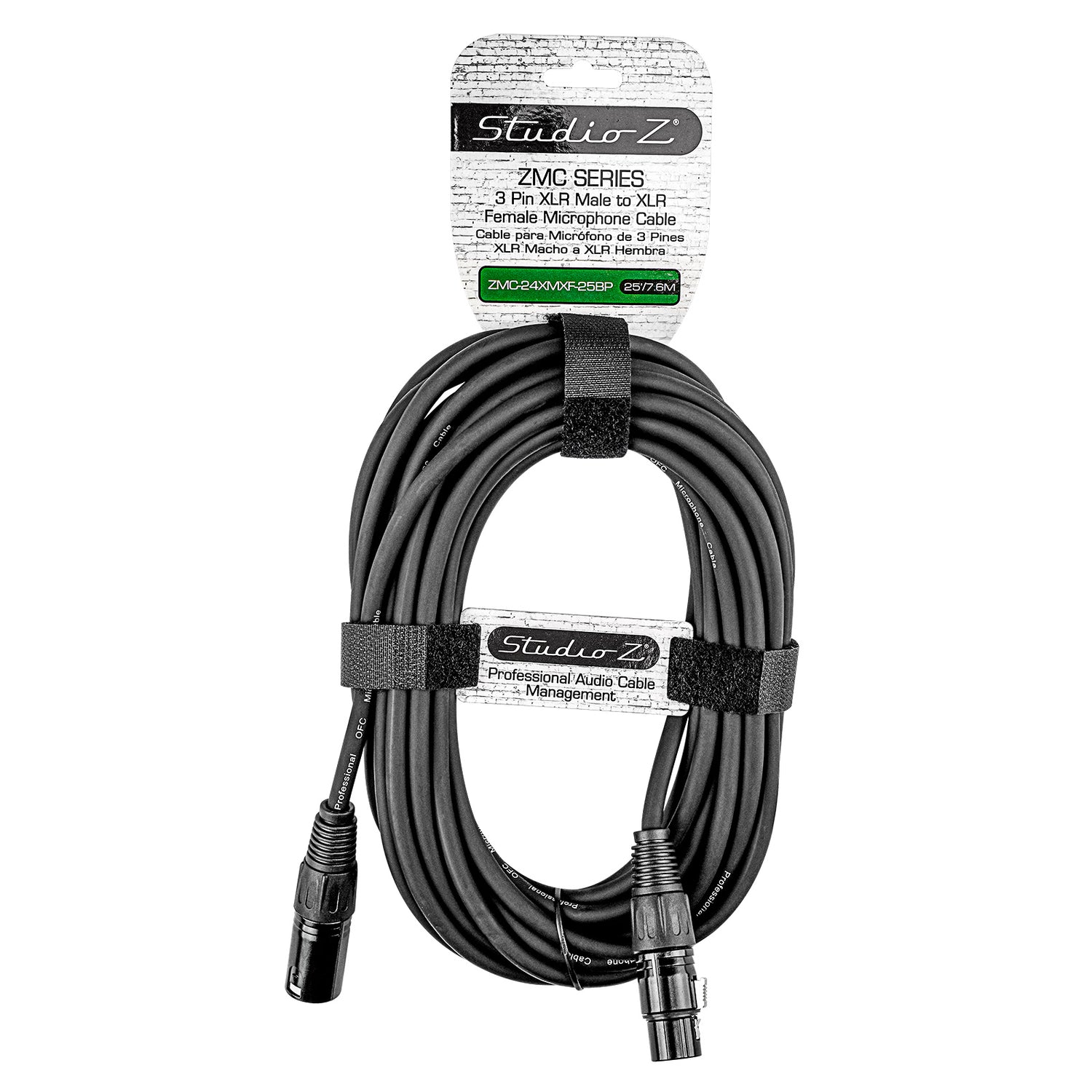 25' 3 Pin XLR Male to 3 Pin XLR Female, Microphone Cable (ZMC-24XMXF-25BP)