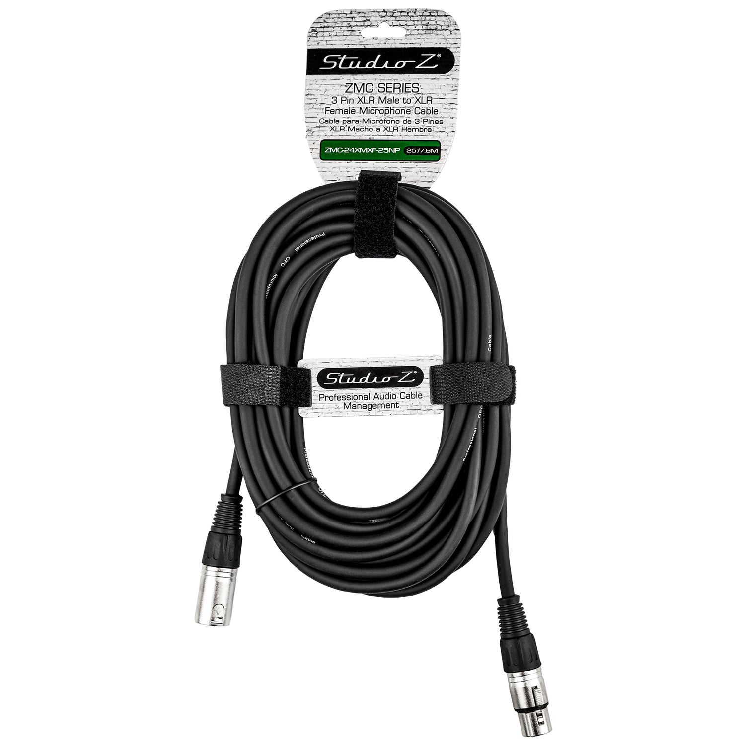 25' 3 Pin XLR Male to 3 Pin XLR Female, Microphone Cable (ZMC-24XMXF-25NP)