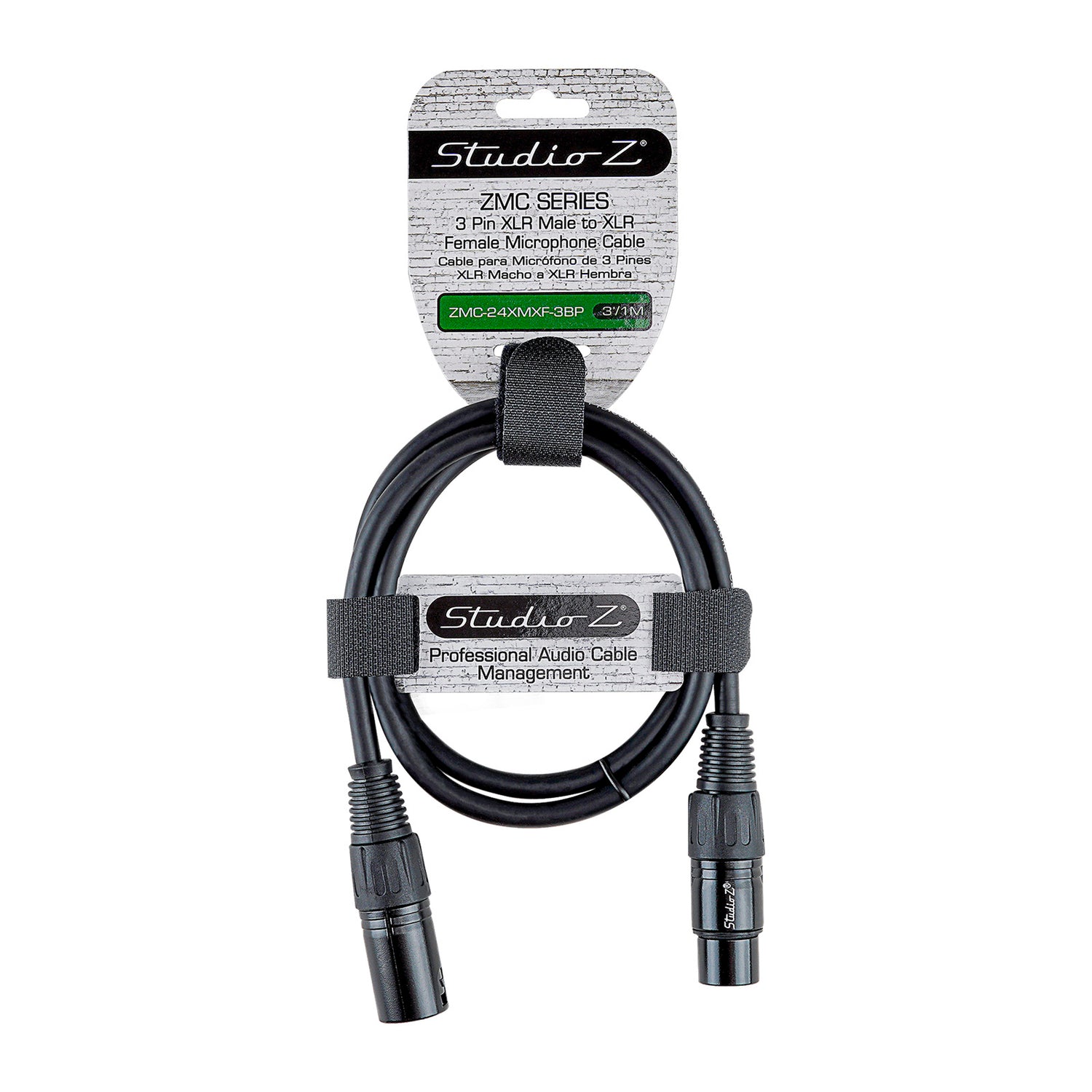 3' 3 Pin XLR Male to 3 Pin XLR Female, Microphone Cable (ZMC-24XMXF-3BP)