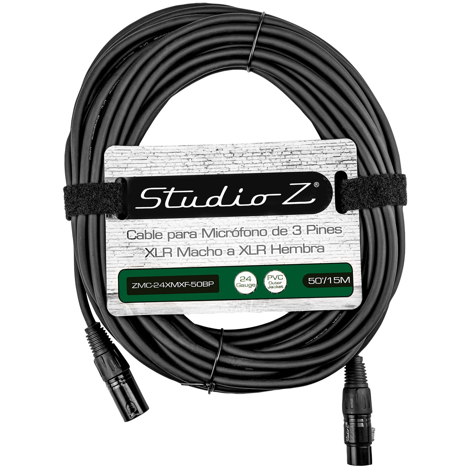 50' 3 Pin XLR Male to 3 Pin XLR Female, Microphone Cable (ZMC-24XMXF-50BP)