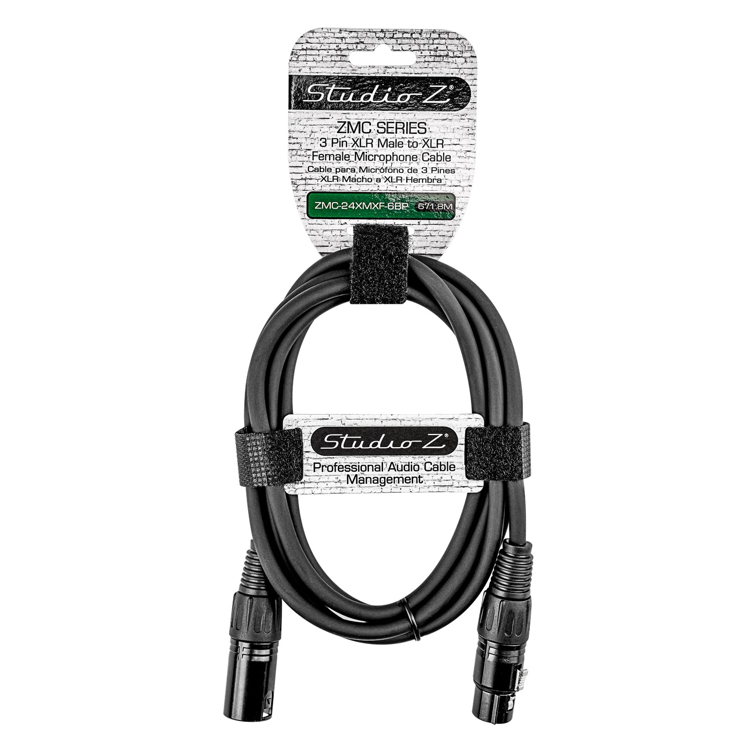 6' 3 Pin XLR Male to 3 Pin XLR Female, Microphone Cable (ZMC-24XMXF-6BP)