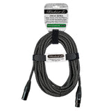25' Black Woven 3 Pin XLR Male to 3 Pin XLR Female, Microphone Cable (ZMCW-24XMXF-25B)