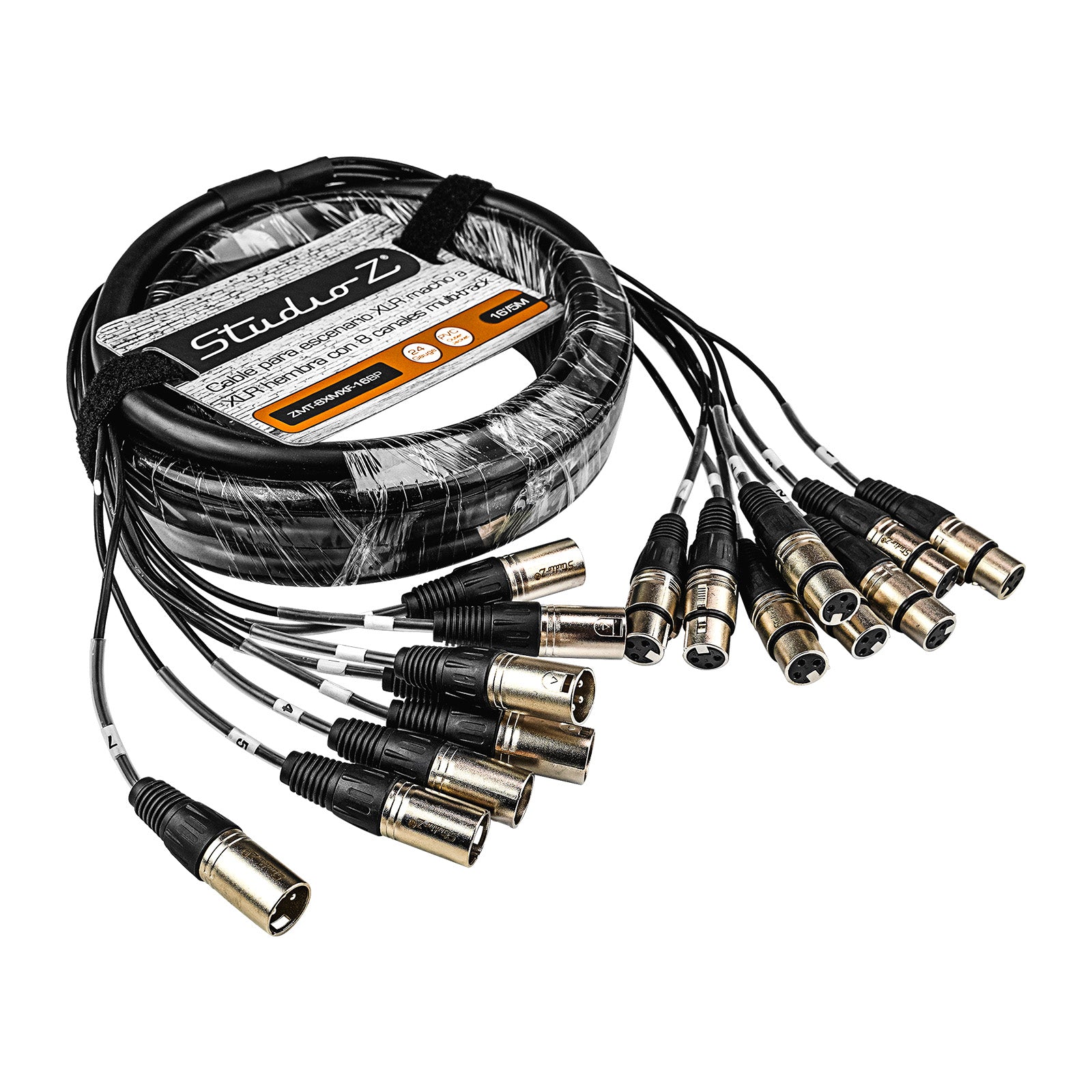 16' Multi-Track 8 Channels Snake Pro Audio Cable (ZMT-8XMXF-16BP