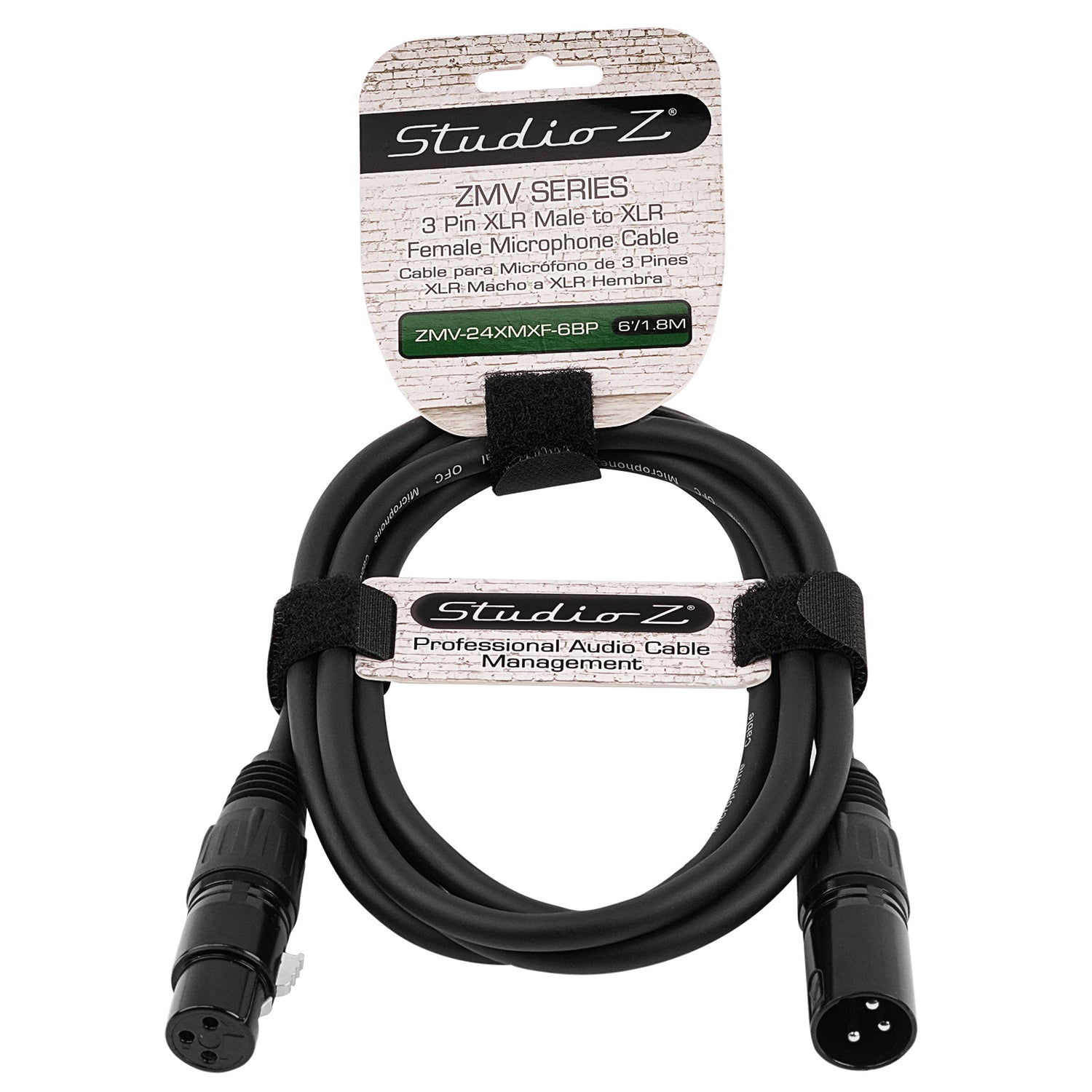 6' 3 Pin XLR Male to XLR Female Microphone Cable (ZMV-24XMXF-6BP)