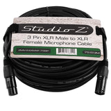 75' 3 Pin XLR Male to XLR Female Microphone Cable (ZMV-24XMXF-75BP)