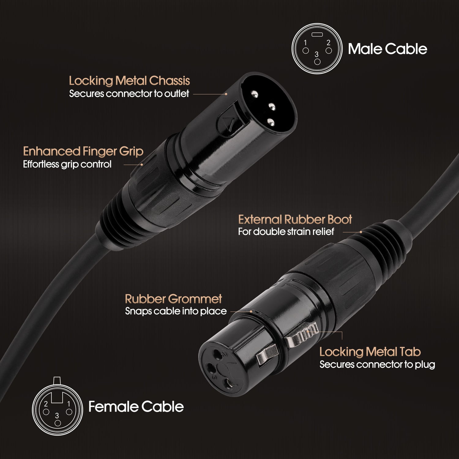 6' 3 Pin XLR Male to XLR Female Microphone Cable (ZMV-24XMXF-6BP)
