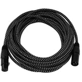 25' Black Woven 3 Pin XLR Male to XLR Female Microphone Cable (ZMVW-24XMXF-25B)