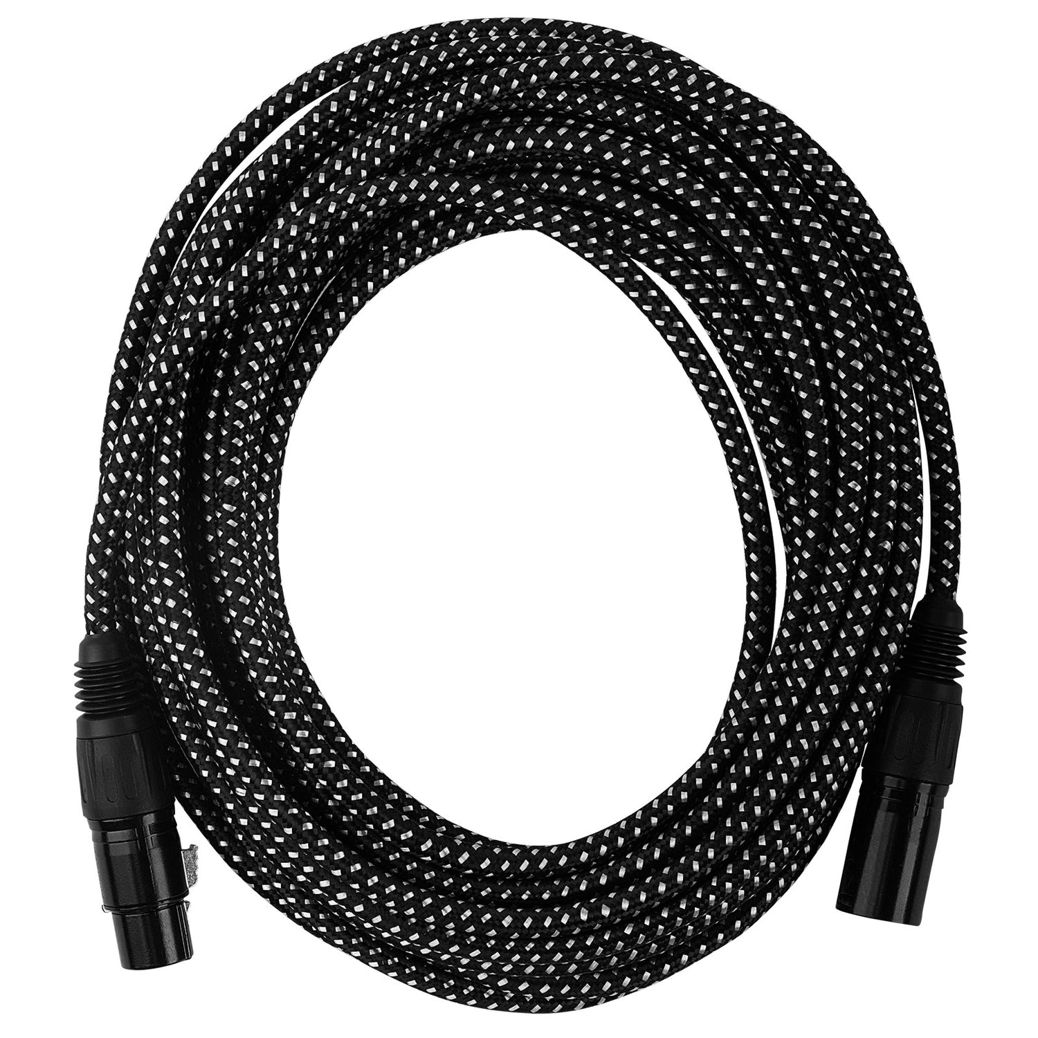 25' Black Woven 3 Pin XLR Male to XLR Female Microphone Cable (ZMVW-24XMXF-25B)