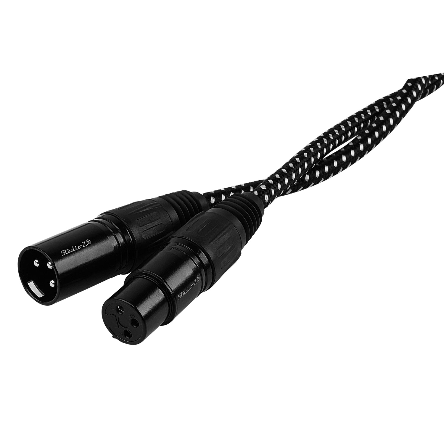 25' Black Woven 3 Pin XLR Male to XLR Female Microphone Cable (ZMVW-24XMXF-25B)