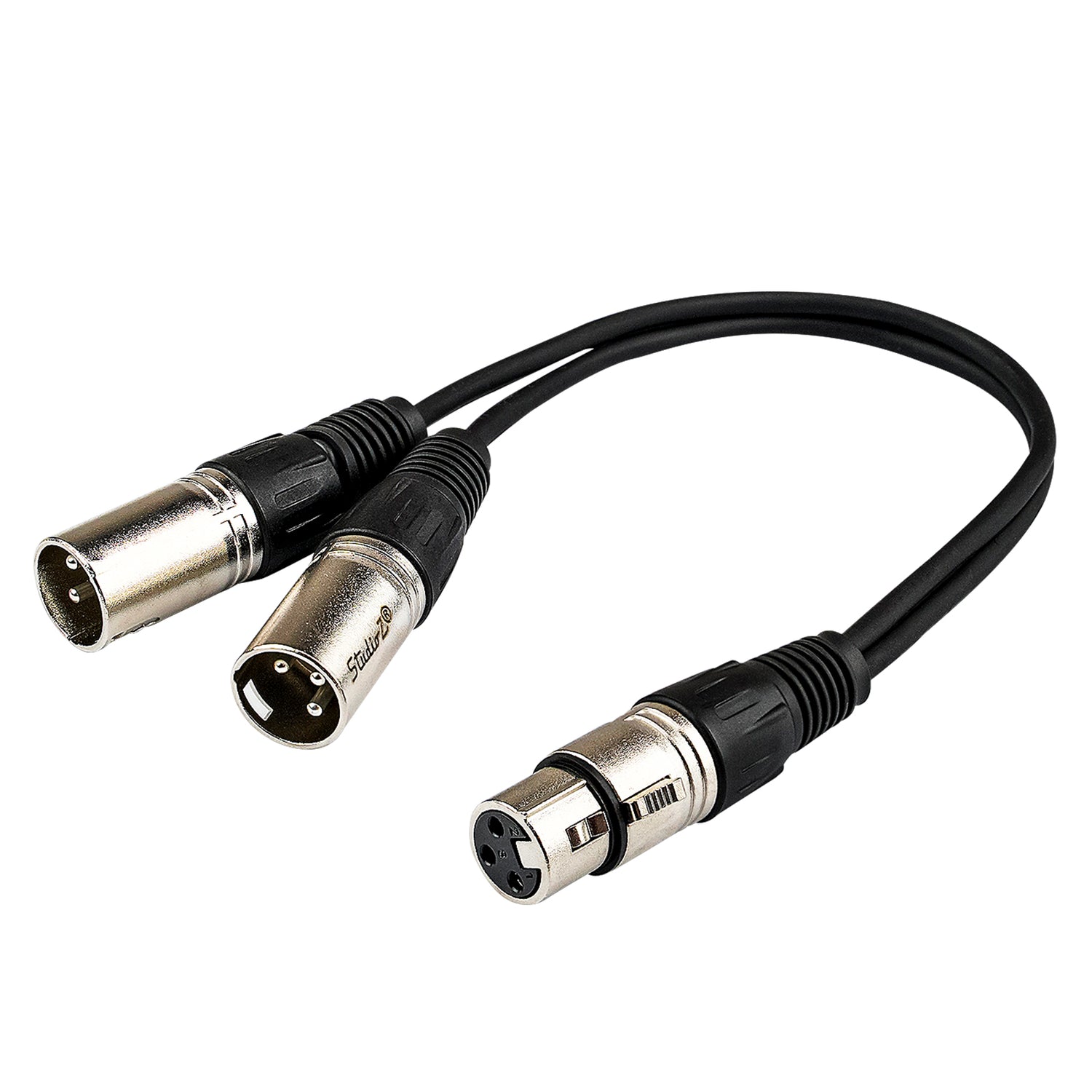 1' Y-Adapter 3 Pin XLR Female to Dual 3 Pin XLR Male Cable (ZP-YXLRFXLRMD-1)