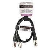 3' Y-Adapter 3 Pin XLR Female to Dual 3 Pin XLR Male Cable (ZP-YXLRFXLRMD-3)