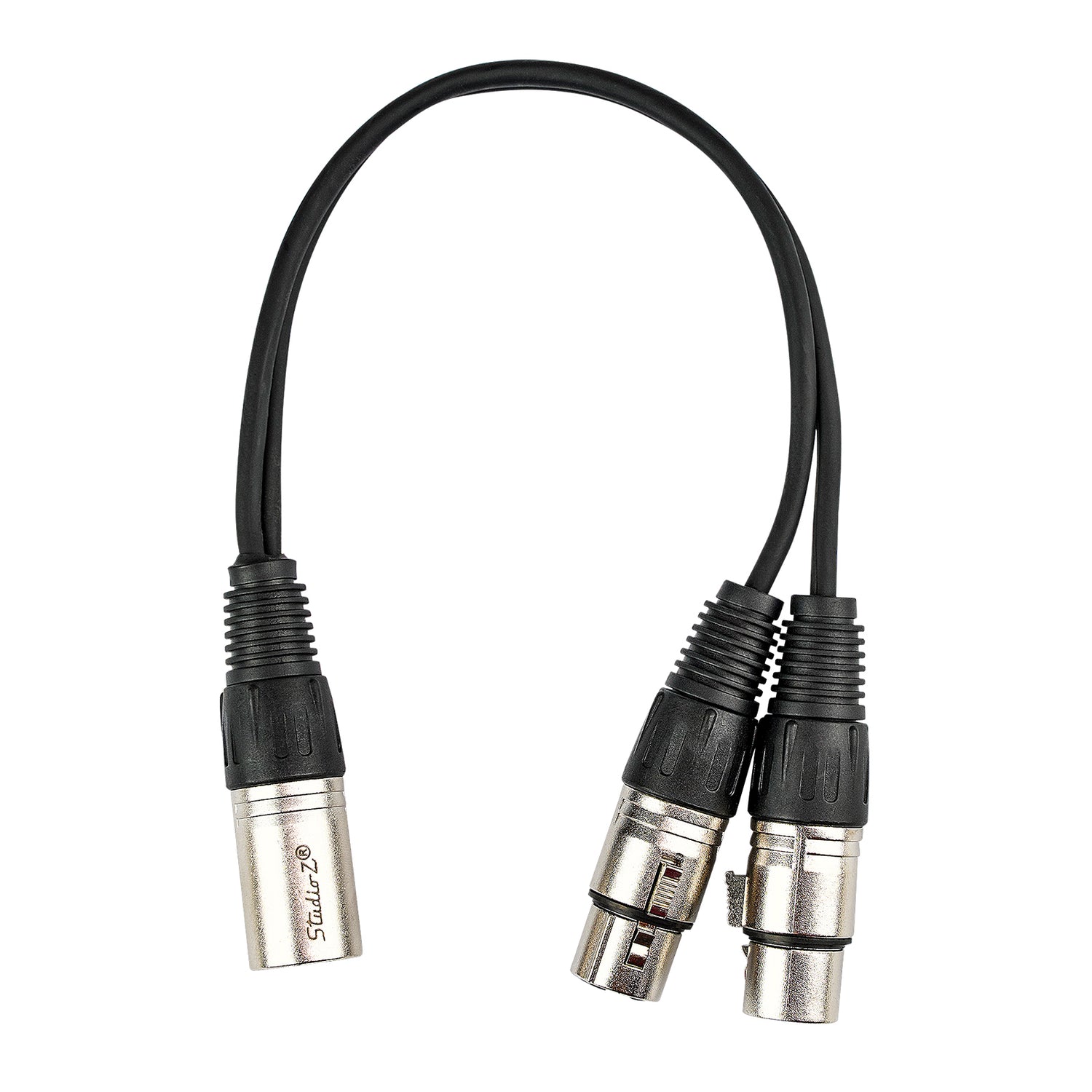 1' Y-Adapter 3 Pin XLR Male to Dual 3 Pin XLR Female Cable (ZP-YXLRMXLRFD-1)