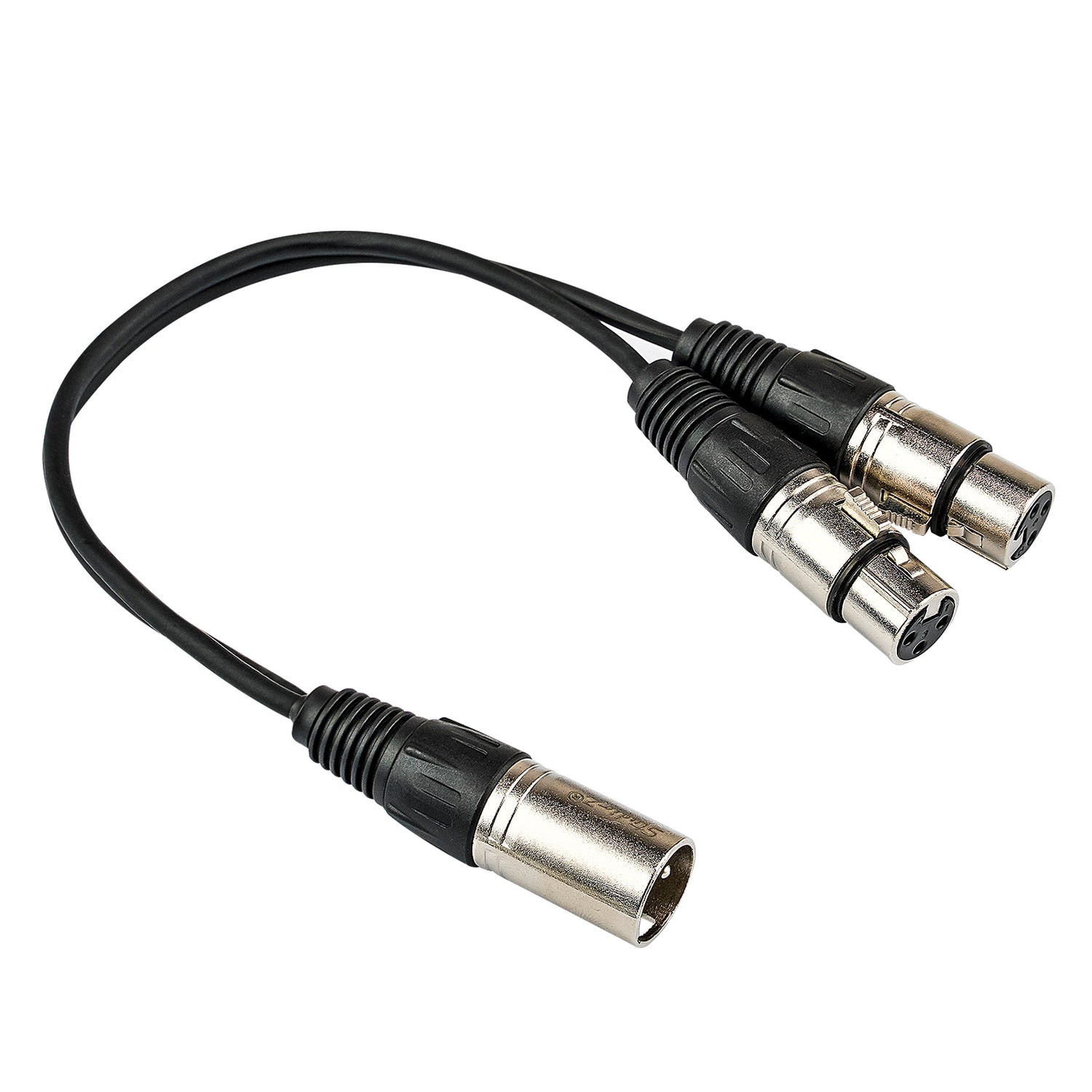 1' Y-Adapter 3 Pin XLR Male to Dual 3 Pin XLR Female Cable (ZP-YXLRMXLRFD-1)