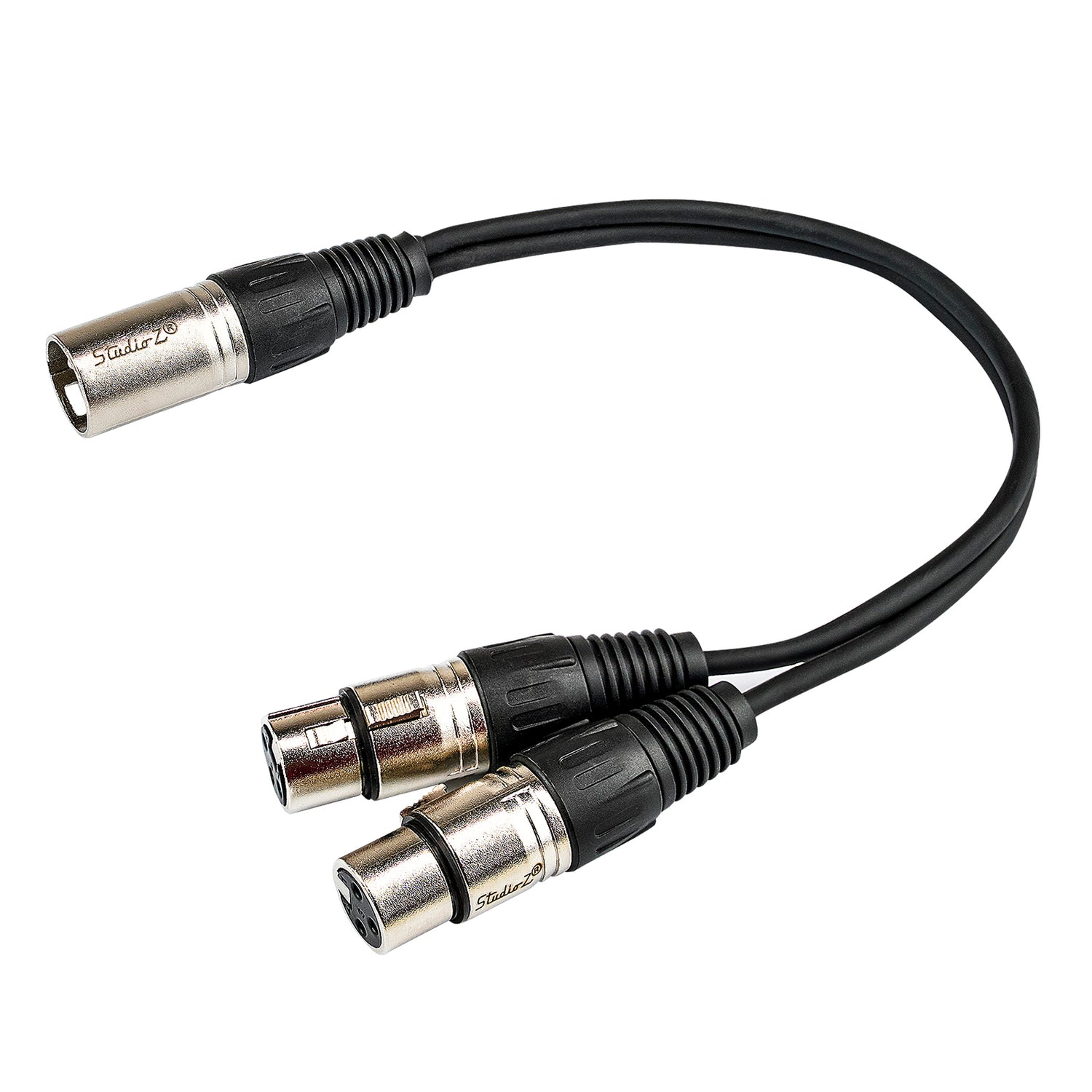 1' Y-Adapter 3 Pin XLR Male to Dual 3 Pin XLR Female Cable (ZP-YXLRMXLRFD-1)