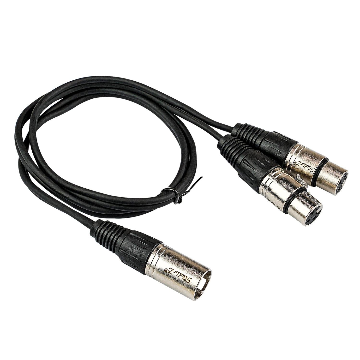3' Y-Adapter 3 Pin XLR Male to Dual 3 Pin XLR Female Cable (ZP-YXLRMXLRFD-3)