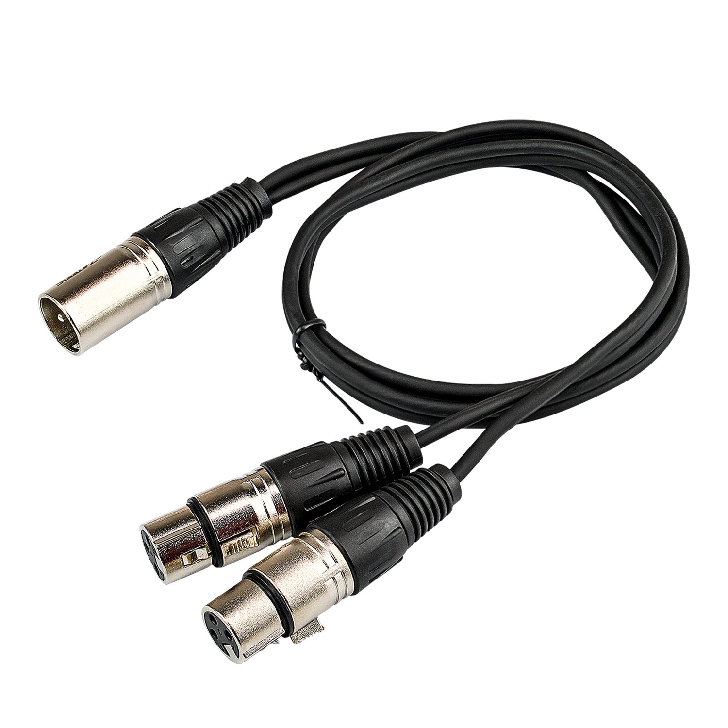 3' Y-Adapter 3 Pin XLR Male to Dual 3 Pin XLR Female Cable (ZP-YXLRMXLRFD-3)