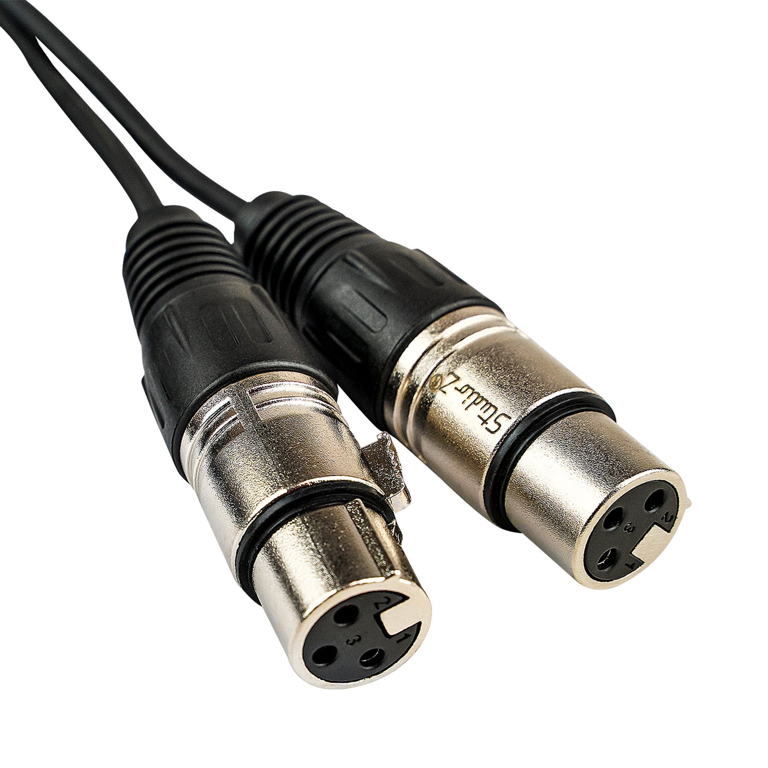 3' Y-Adapter 3 Pin XLR Male to Dual 3 Pin XLR Female Cable (ZP-YXLRMXLRFD-3)