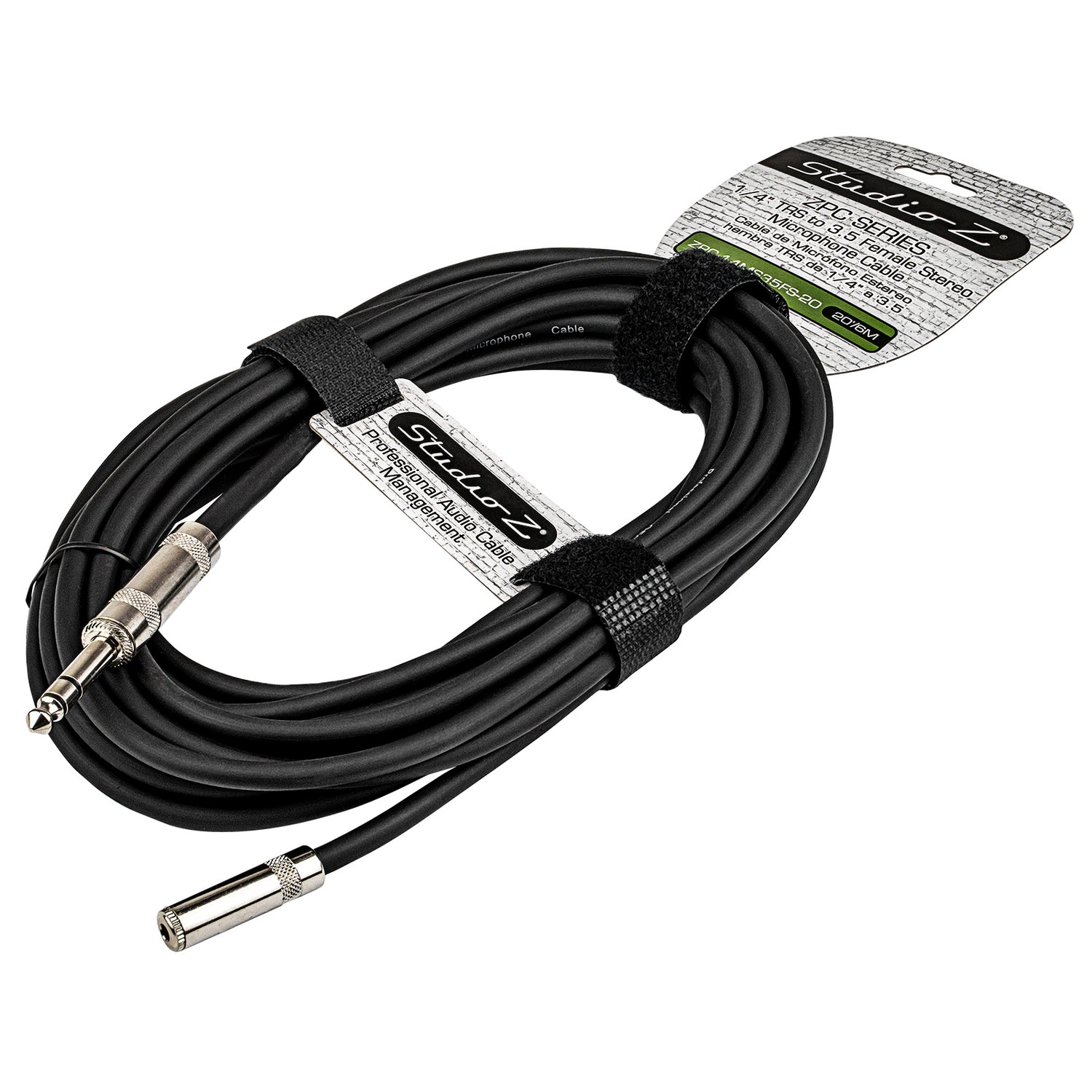 20' 1/4” Plug to Female 3.5mm Stereo Cable (ZPC-14MS35FS-20)