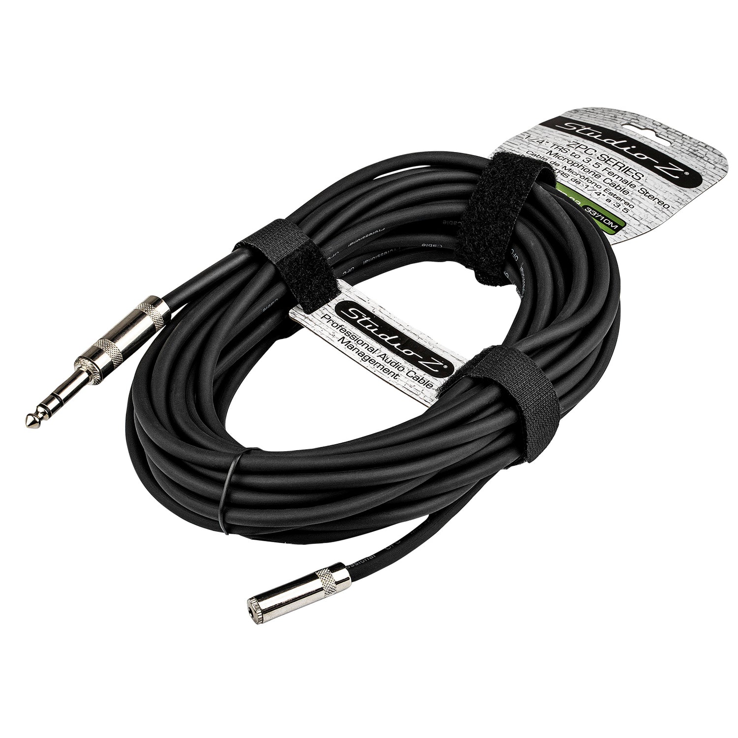 33' 1/4” Plug to Female 3.5mm Stereo Cable (ZPC-14MS35FS-33)