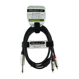6' Dual RCA Male to 1/4” Male Pro Audio Cable (ZPC-20RCA14M-6)