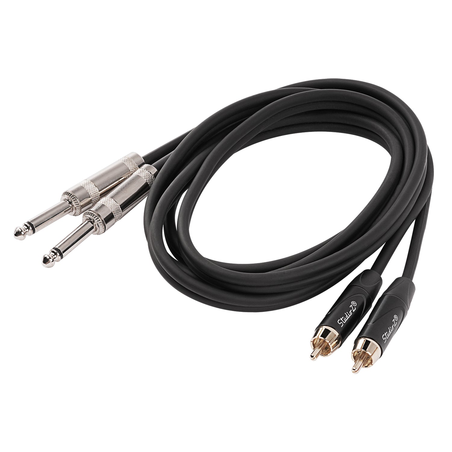 6' Dual RCA Male Plug to Dual 1⁄4” Male Plug (ZPC-24RCAD14-6)